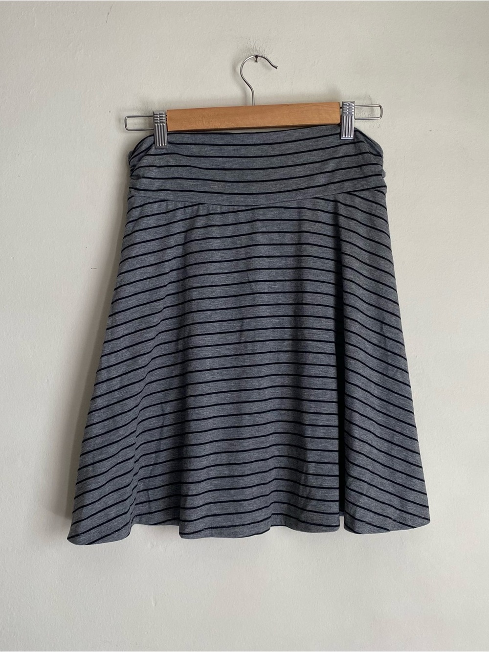 Gray & Black Striped A-Line Skirt